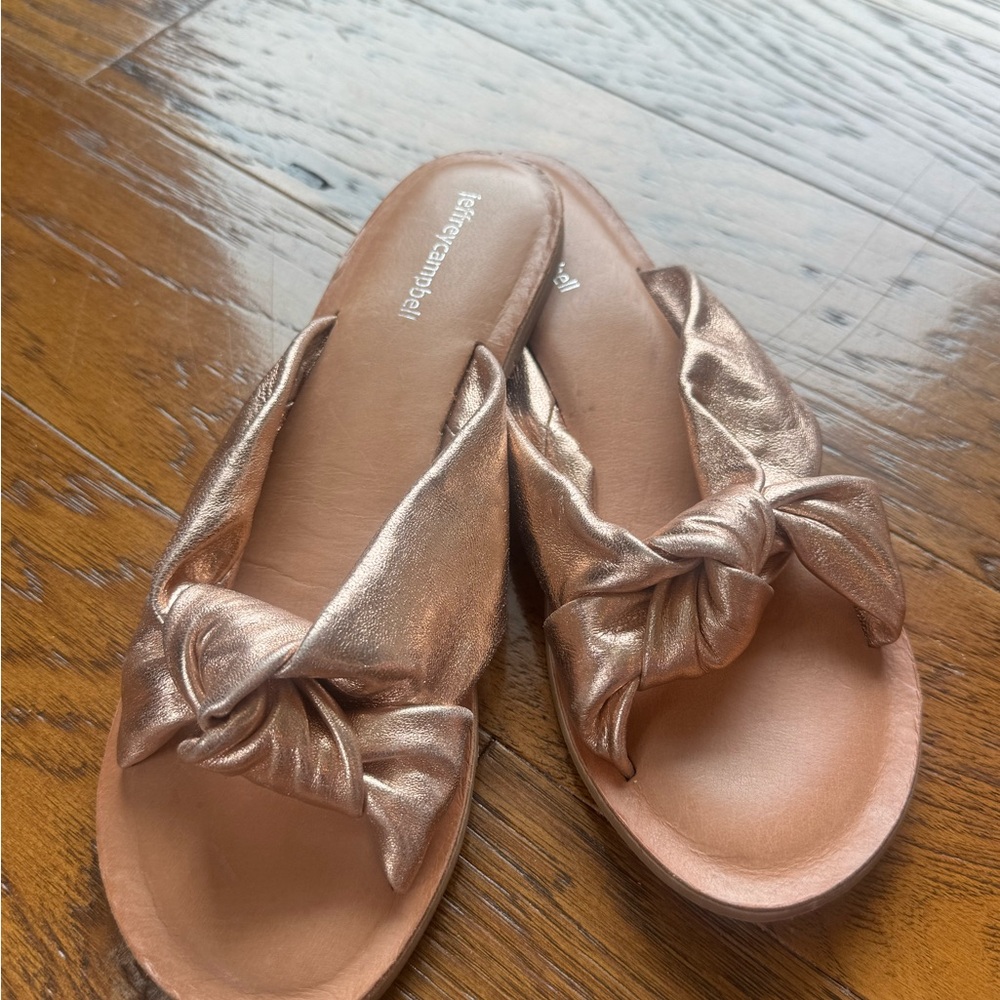 Jeffrey Campbell Gold Sandals with Bow Detail
